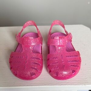 Crocs Kids Pink Glitter Jelly Sandals